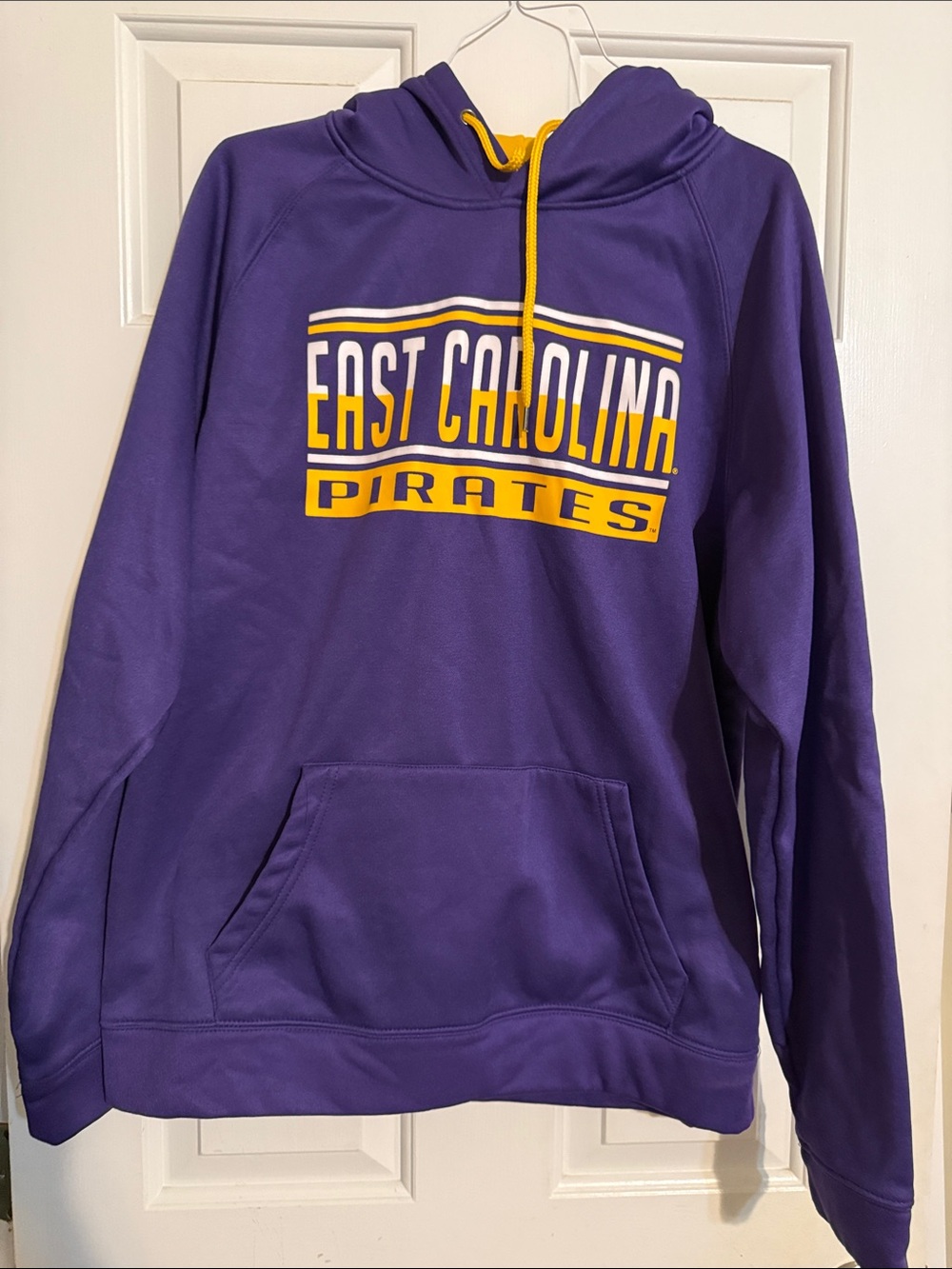 ECU Large Colosseum Purple and Gold Hooded Sweatshirt